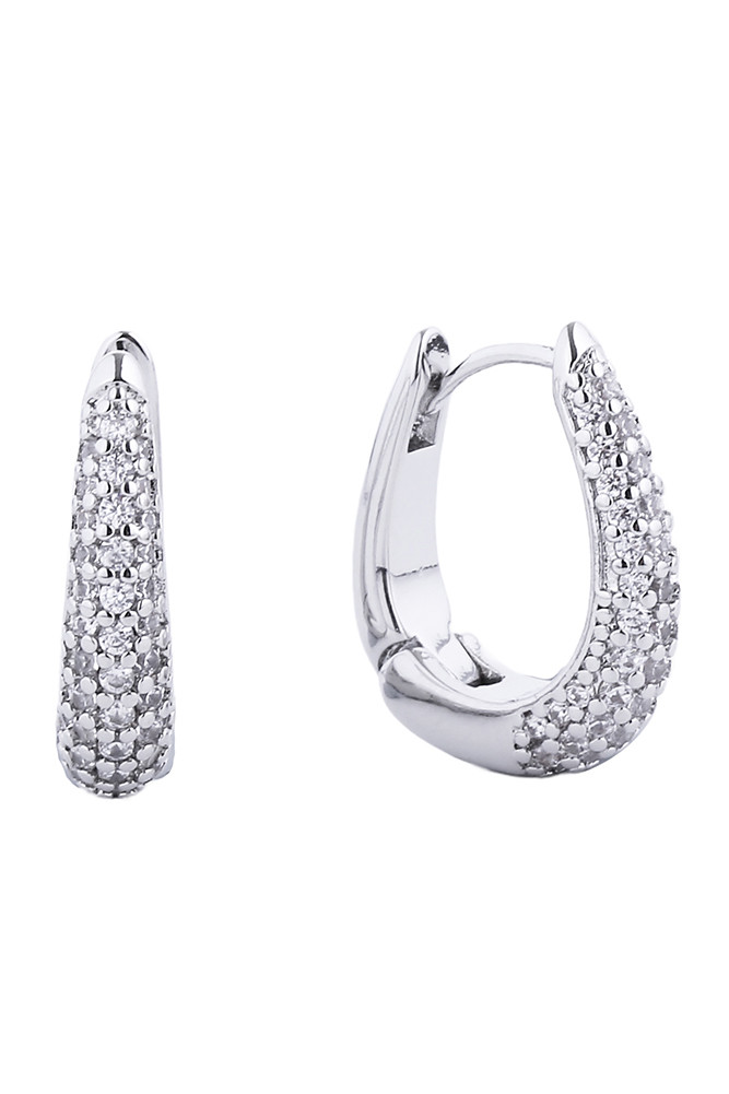 Women's 14K Gold Dipped Huggie Hoop CZ Paved Earrings by BURACQ