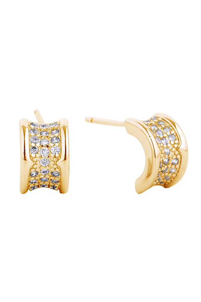 Women's 14K Gold Dipped Post CZ Paved Earrings by BURACQ