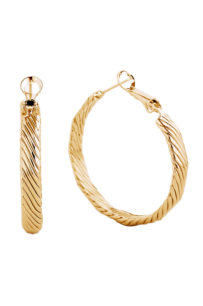 Women's 14K Gold Dipped Omega Closure Hoop Earrings in Gold