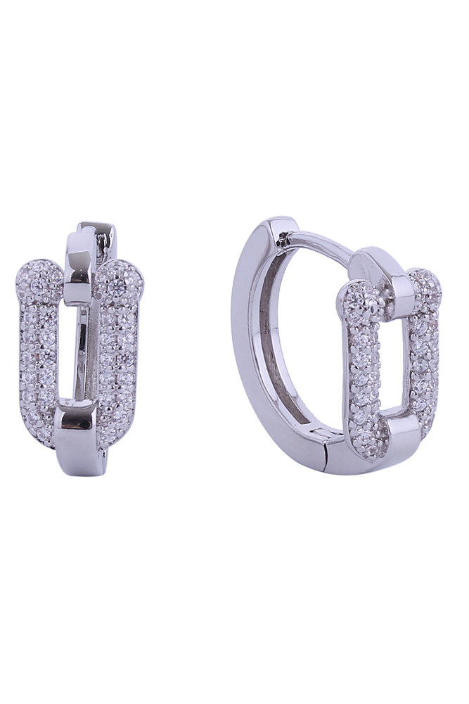 Women's 14K Gold Dipped Huggie Hoop CZ Paved Earrings by BURACQ