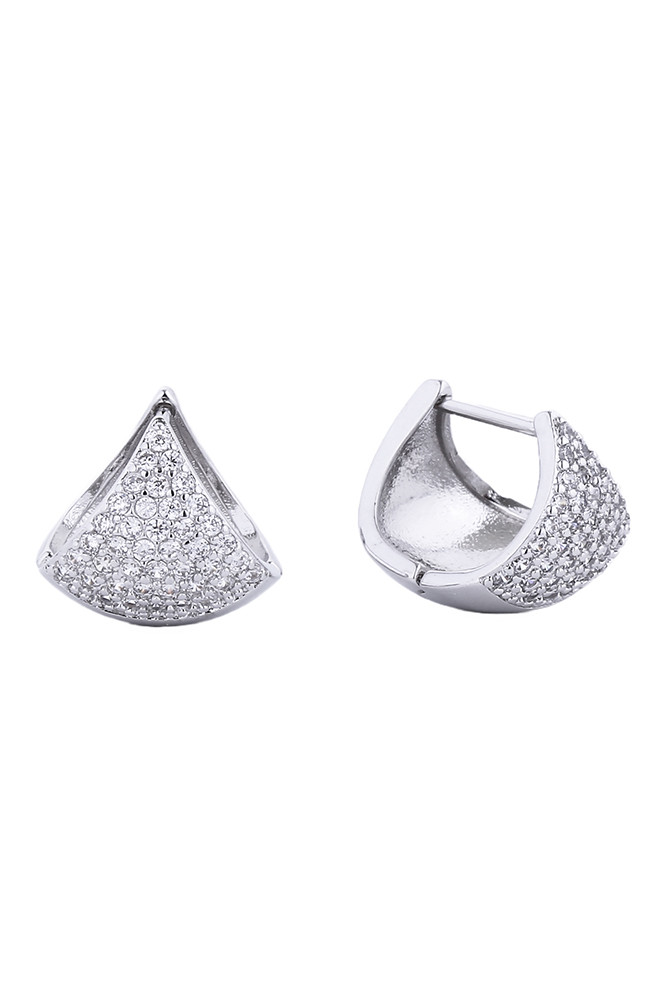 Women's 14K Gold Dipped Huggie Earrings CZ Paved Earrings by BURACQ