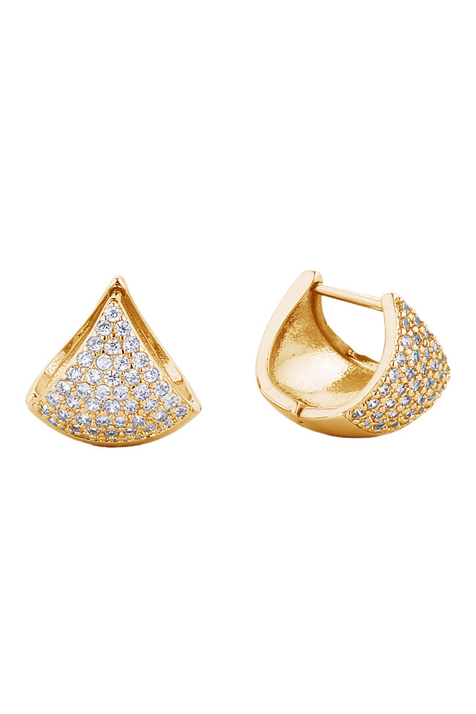 Women's 14K Gold Dipped Huggie Earrings CZ Paved Earrings in Gold