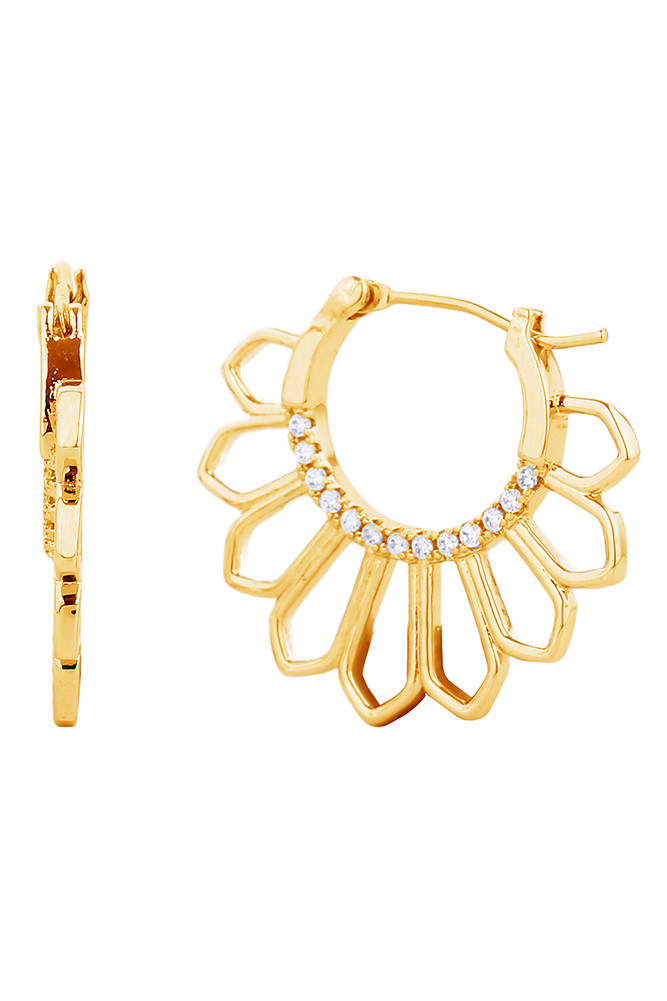 Women's 14K Gold Dipped Hoop CZ Paved Earrings by BURACQ