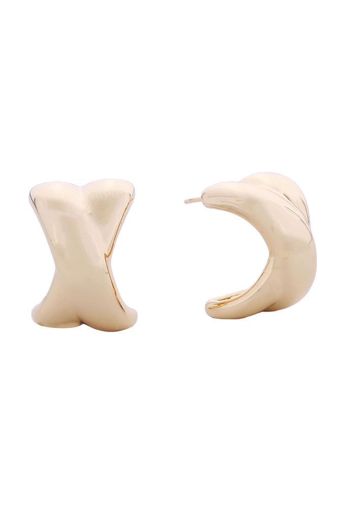 Women's 14K Gold Dipped Criss-Cross Stud Earrings in Gold
