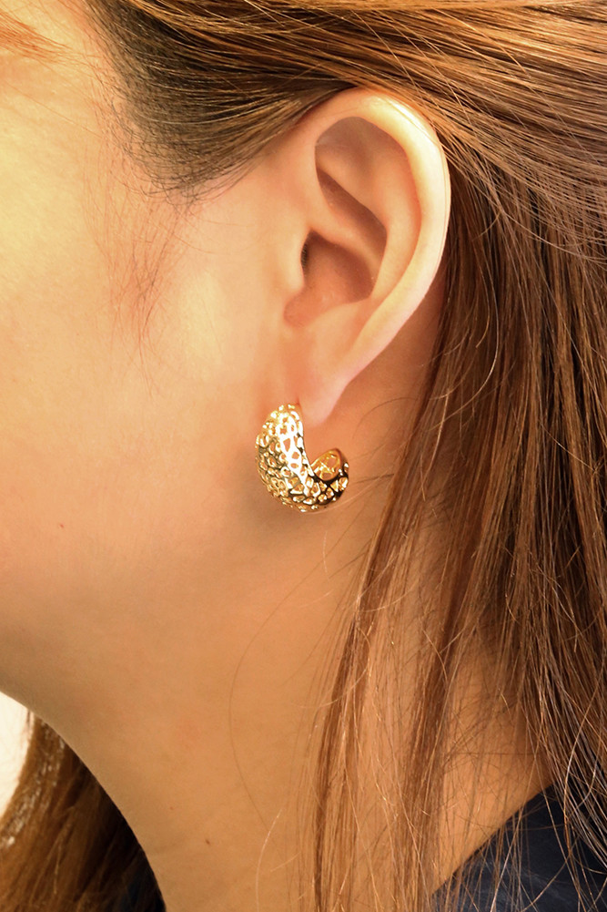 Women's 14K Gold Dipped Artsy Cutout Hoop Earrings in Gold