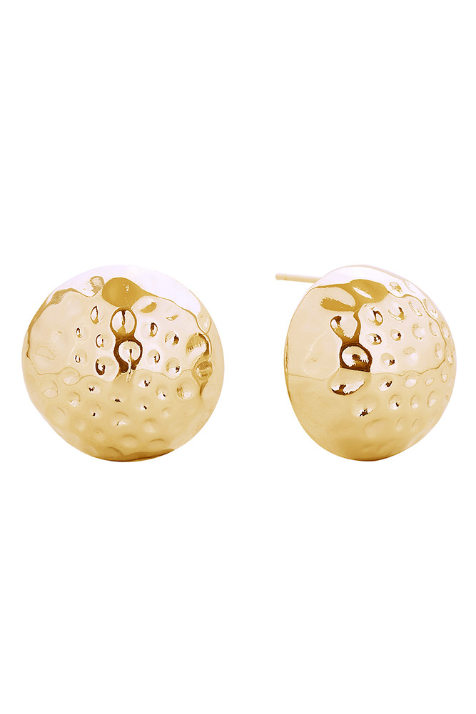 Women's 14K Gold Dipped Dimpled Round Stud Earrings in Gold