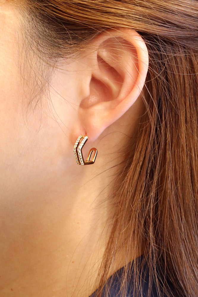 Women's 14K Gold Dipped Open Hexagon Stud Earrings by BURACQ