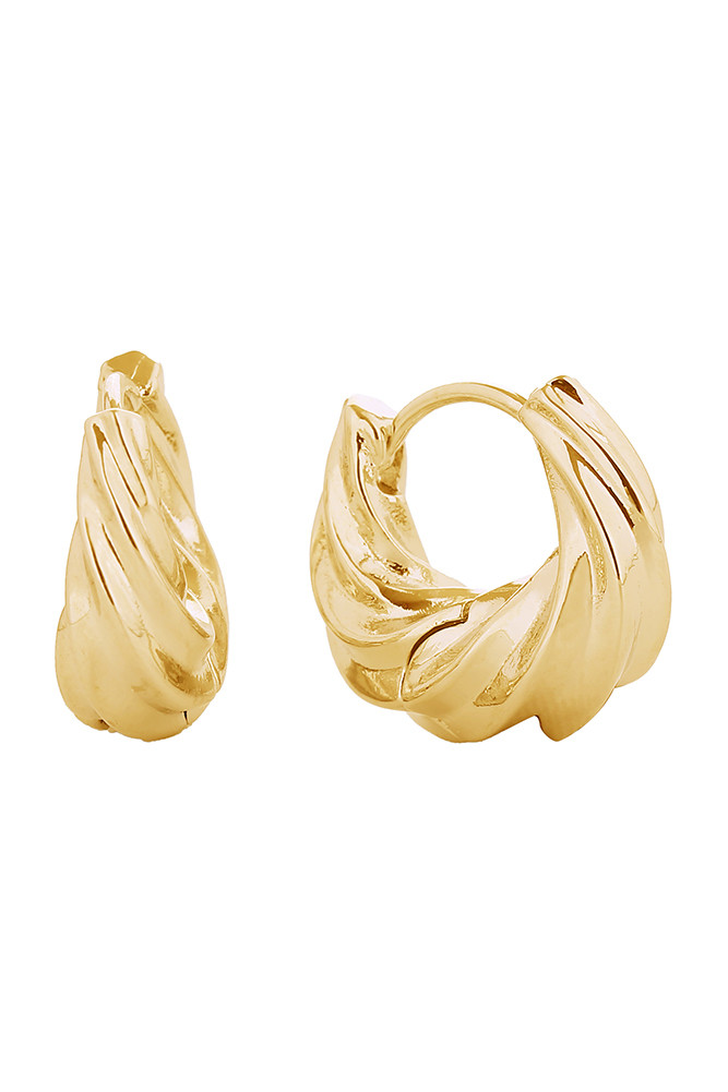 Women's 14K Gold Dipped Twisted Wave Hoop Earrings in Gold
