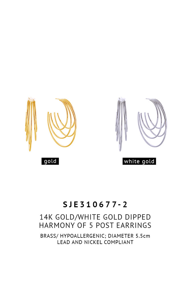 Women's 14K Gold Dipped Harmony of 5 Stud Earrings — earrings photo 3