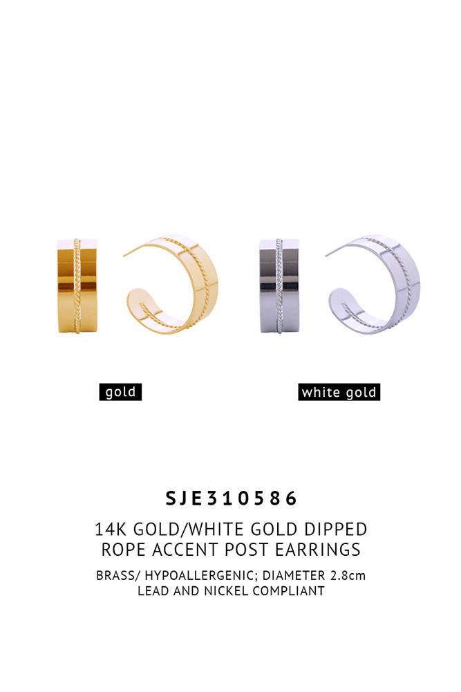Women's 14K Gold Dipped Rope Accent Stud Earrings by BURACQ