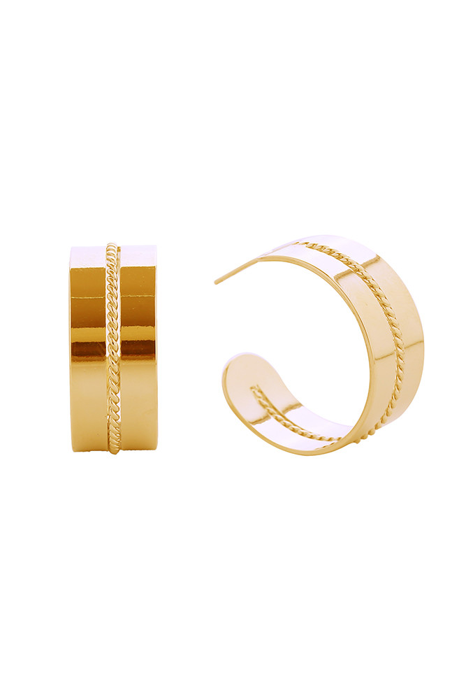 Women's 14K Gold Dipped Rope Accent Stud Earrings in Gold