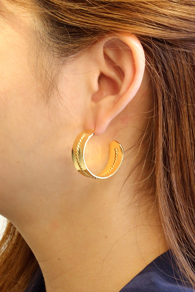 Women's 14K Gold Dipped Rope Accent Stud Earrings in Gold