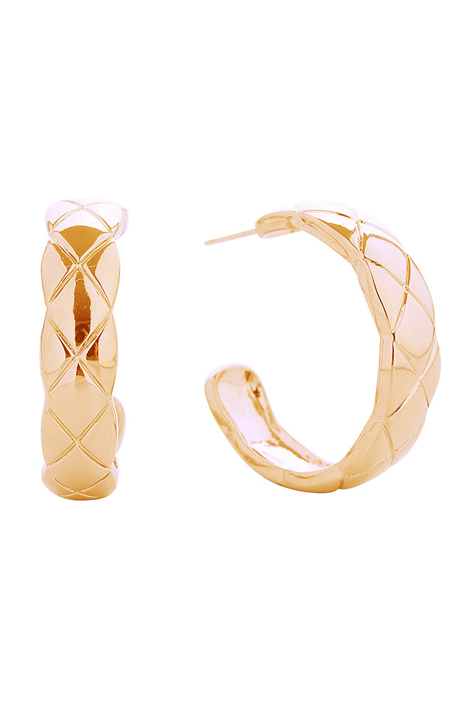 Women's 14K Gold Dipped Quilted Coco Stud Earrings in Gold