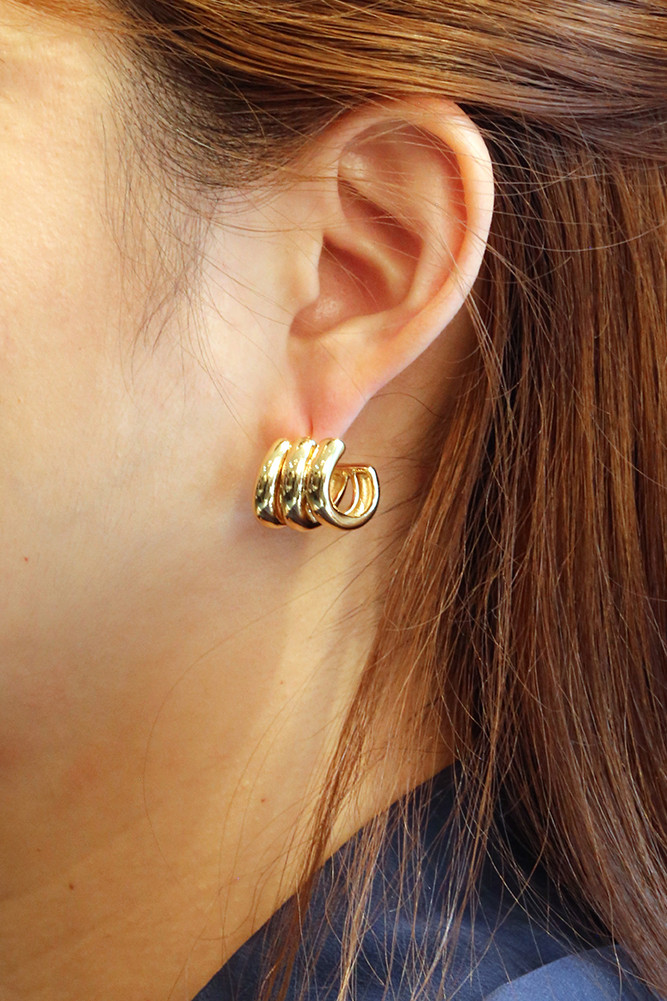 Women's 14K Gold Dipped Mini Triple Hoop Earrings in Gold