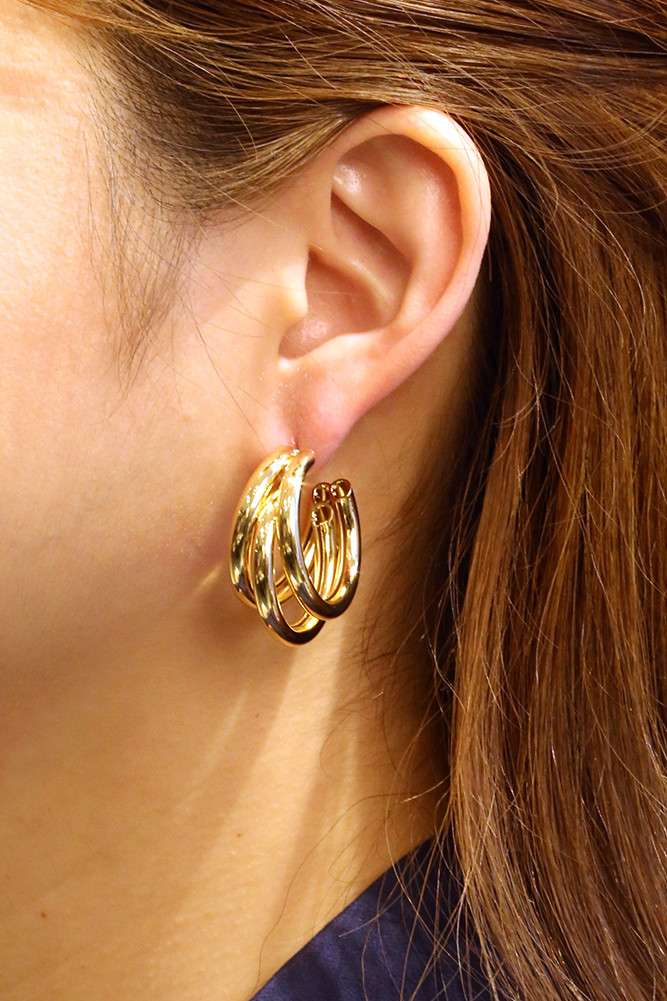 Women's 14K Gold Dipped Trio Hoop Waltz Earrings in Gold