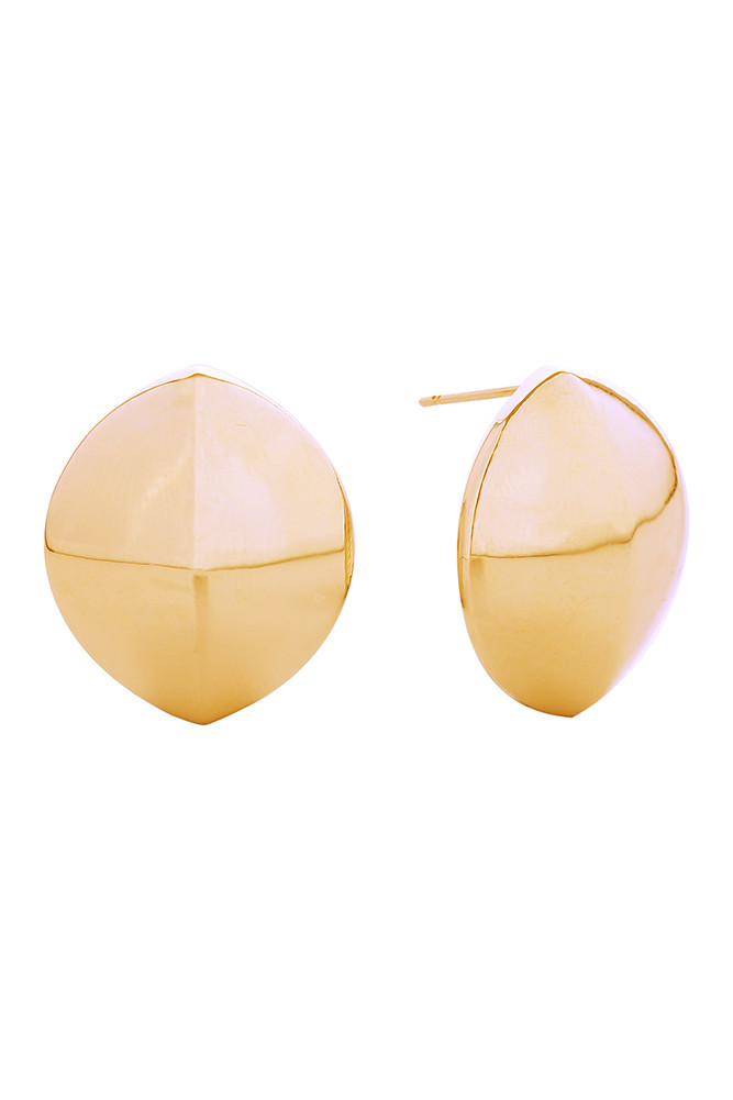 Women's 14K Gold Dipped Oval Convex Stud Earrings in Gold