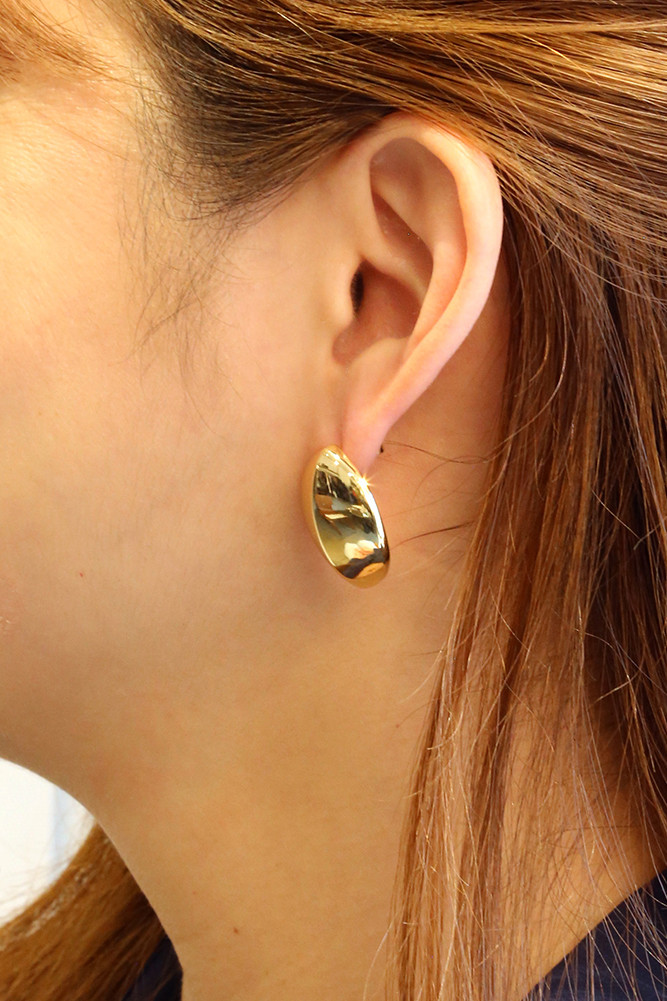 Women's 14K Gold Dipped Oval Convex Stud Earrings in Gold