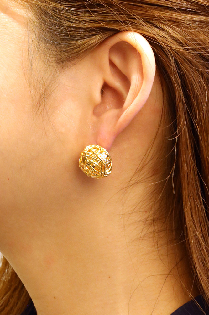 Women's 14K Gold Dipped Nest Stud Earrings in Gold