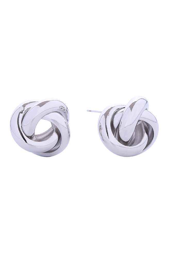 Women's 14K Gold Dipped Love Knot Stud Earrings in White Gold