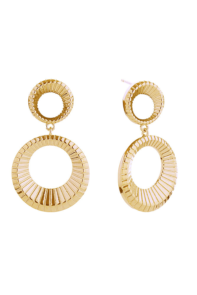 Women's 14K Gold Dipped Double Loop Stud Earrings in Gold