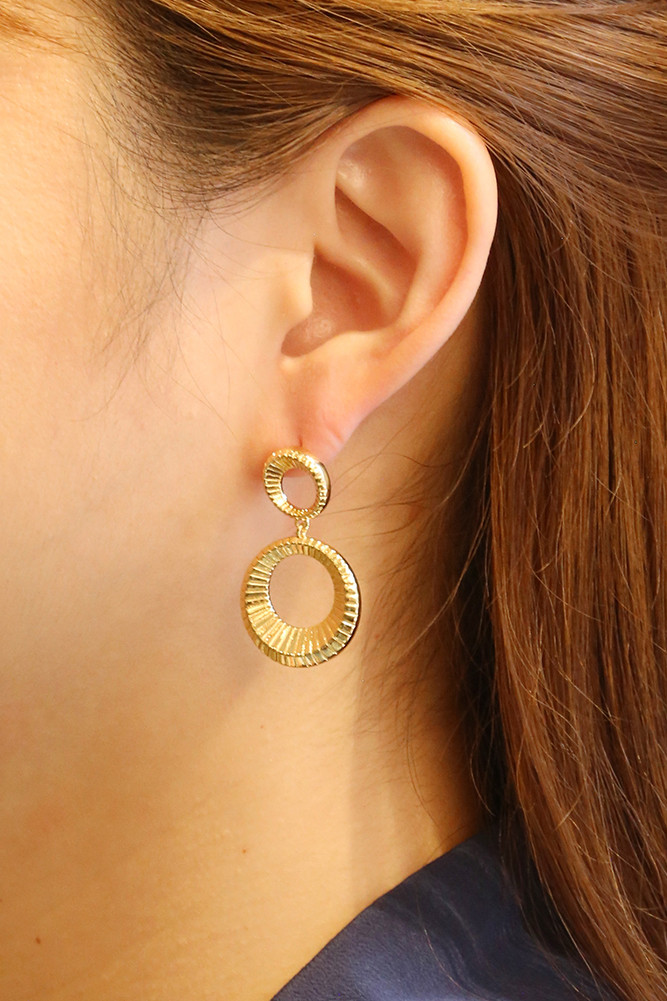 Women's 14K Gold Dipped Double Loop Stud Earrings in Gold