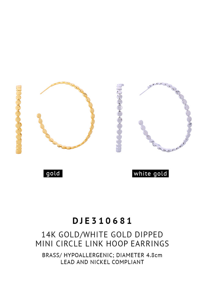 Women's 14K Gold Dipped Mini Circle Link Hoop Earrings — hoop earrings photo 2