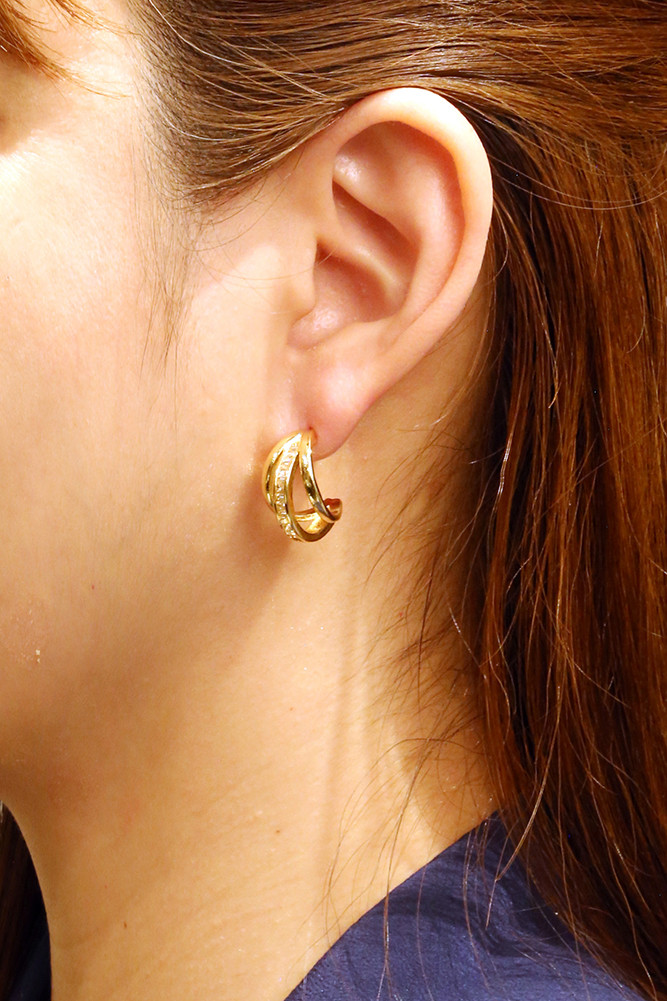 Women's 14K Gold Dipped Daily Mixed Triple Hoop Earrings in Gold