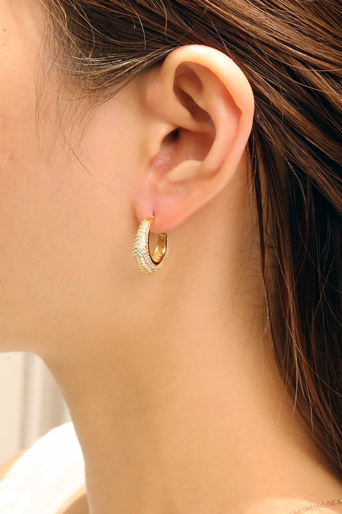 Women's 14K Gold Dipped Hexagon Pave CZ Stud Earrings by BURACQ