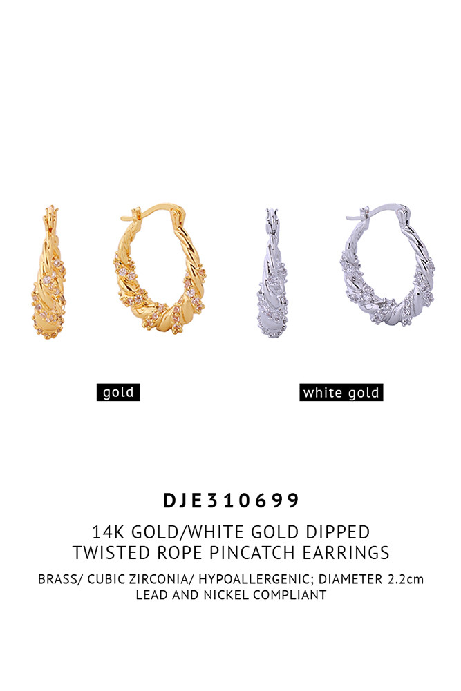 Women's 14K Gold Dipped Twisted Rope Hoop Earrings — hoop earrings photo 2