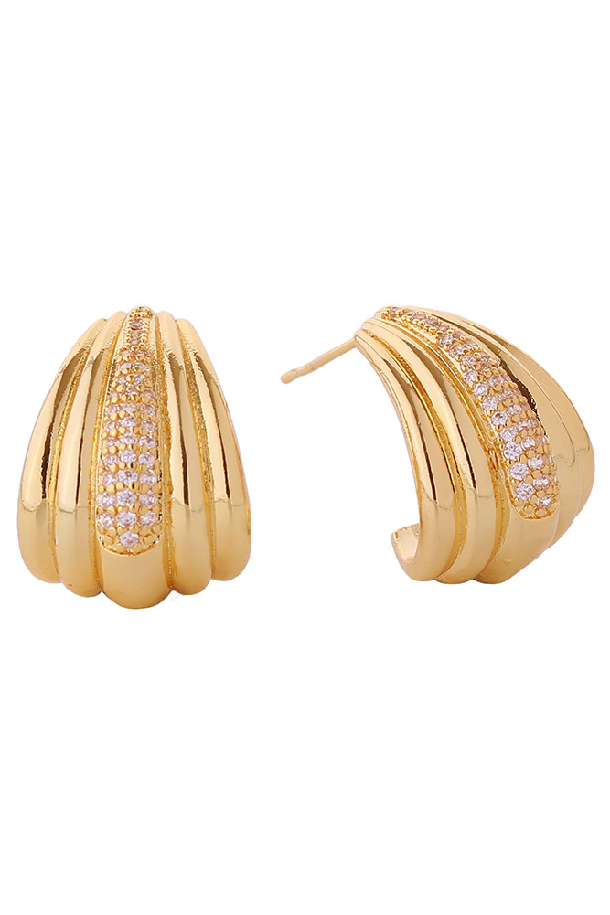 Women's 14K Gold Dipped Hera Pave CZ Stud Earrings in Gold