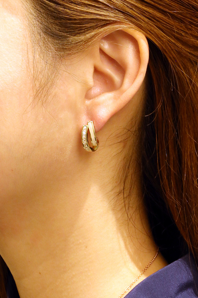 Women's 14K Gold Dipped Duo J Shape Stud Earrings in Gold