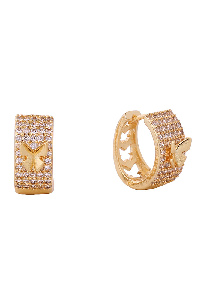Women's 14K Gold Dipped Artistic Butterfly Huggie Earrings in Gold