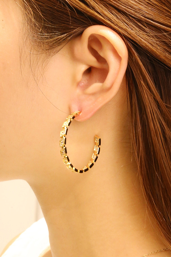 Women's 14K Gold Dipped Rhombus Eternity Hoop Earrings by BURACQ