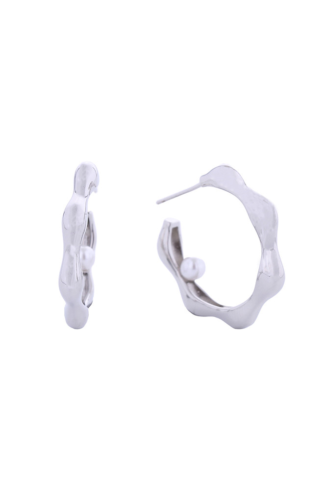Women's 14K Gold Dipped Floating Pearl Hoop Earrings by BURACQ