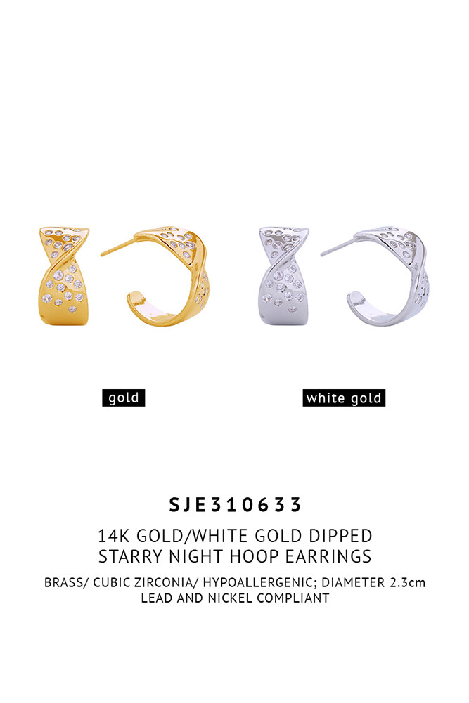 Women's 14K Gold Dipped Starry Night Hoop Earrings — hoop earrings photo 2