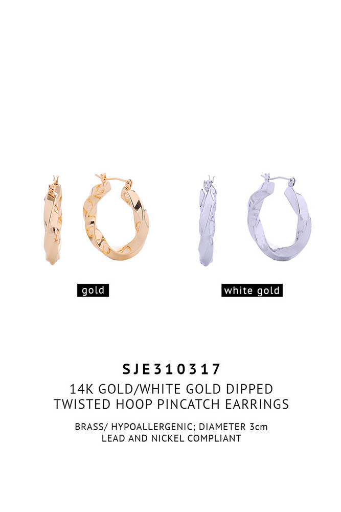 Women's 14K Gold Dipped Twisted Hoop Earrings — hoop earrings photo 3
