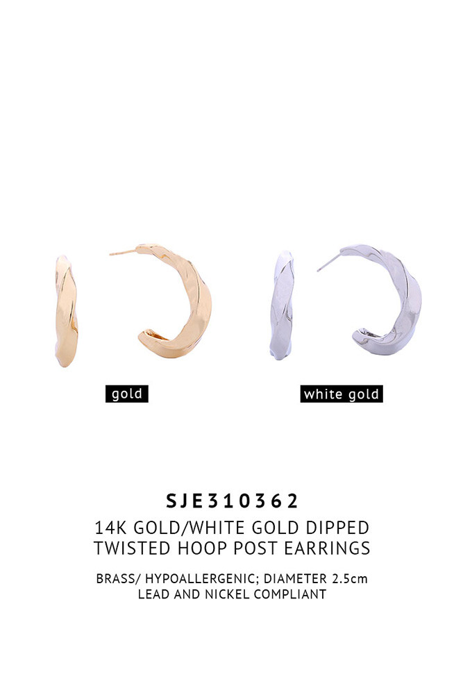 Women's 14K Gold Dipped Twisted Hoop Earrings — hoop earrings photo 3