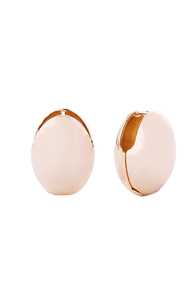 Women's 14K Gold Dipped Oval Dome Huggie Earrings in Gold