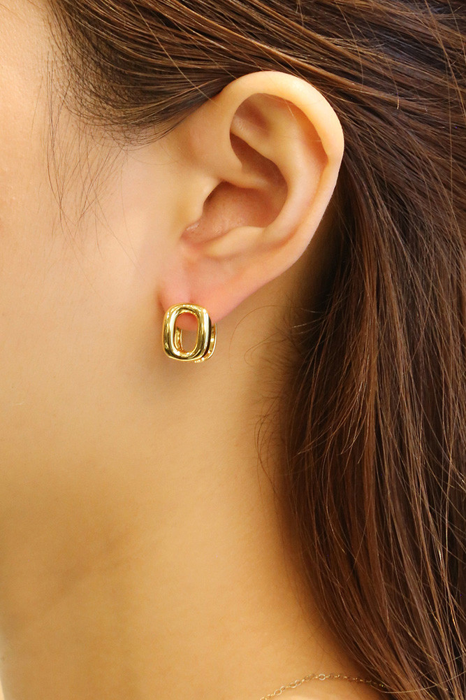 Women's 14K Gold Dipped Double Oval Huggie Earrings by BURACQ