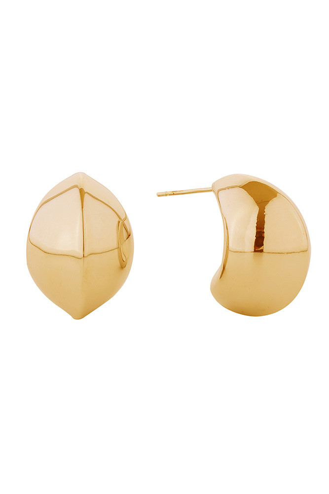 Women's 14K Gold Dipped Oval Dome Stud Earrings in Gold