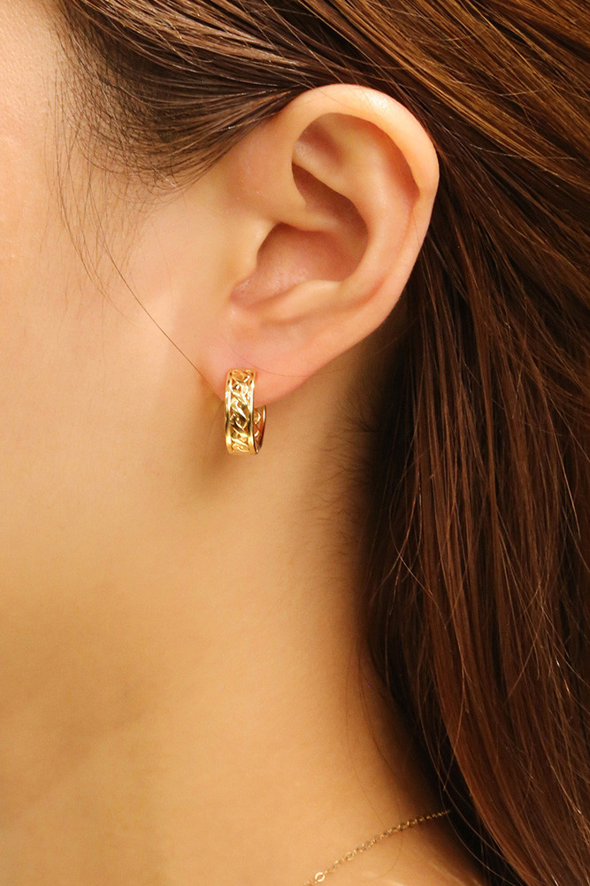 Women's 14K Gold Dipped Celtic Hoop Huggie Earrings by BURACQ