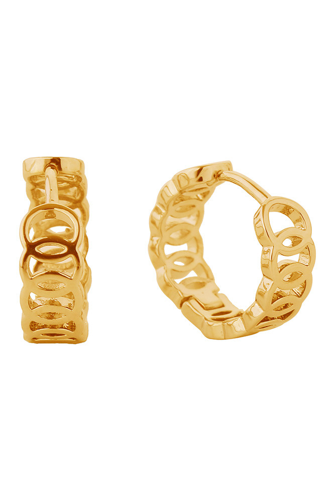 Women's 14K Gold Dipped Eternity Ring Huggie Earrings in Gold