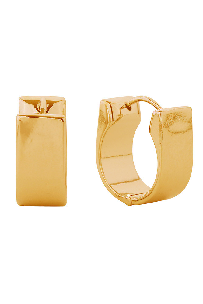 Women's 14K Gold Dipped Flat Top Huggie Earrings in Gold