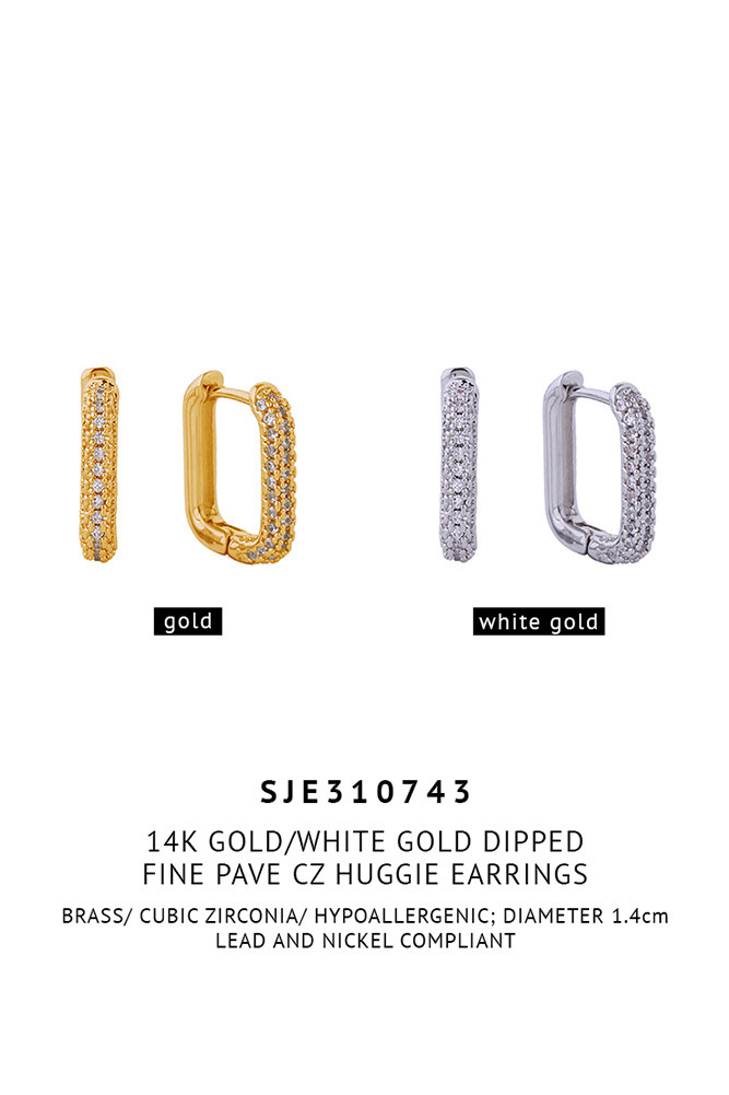 Women's 14K Gold Dipped Fine Pave CZ Huggie Earrings — huggie earrings photo 2