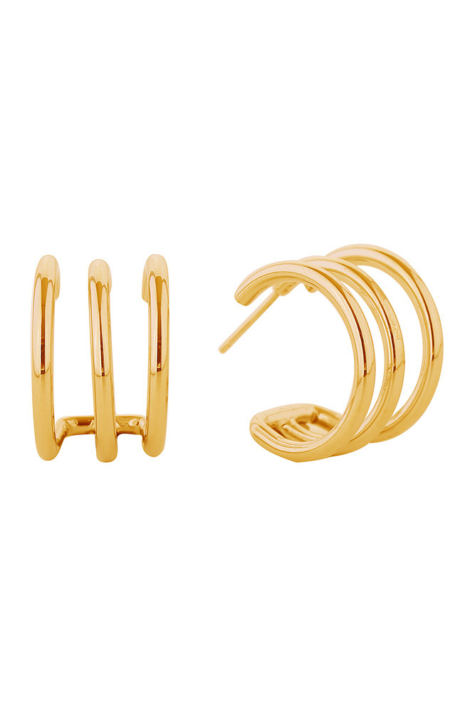 Women's 14K Gold Dipped Triple Circle Stud Earrings in Gold