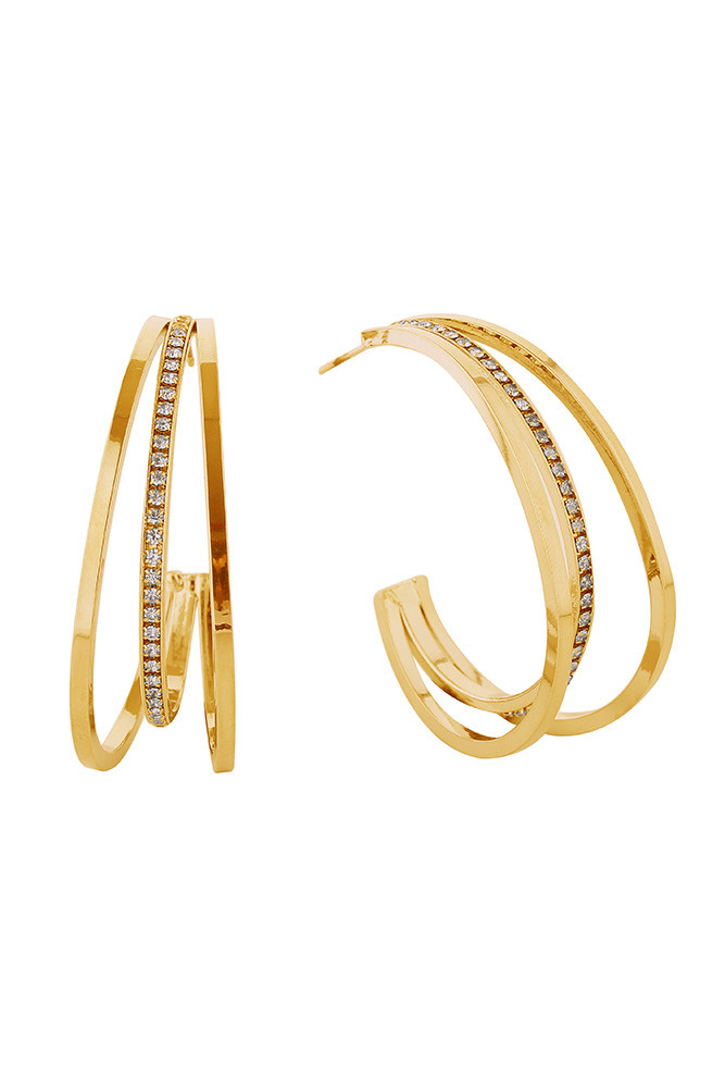 Women's 14K Gold Dipped Criss-Cross Hoop Earrings in Gold