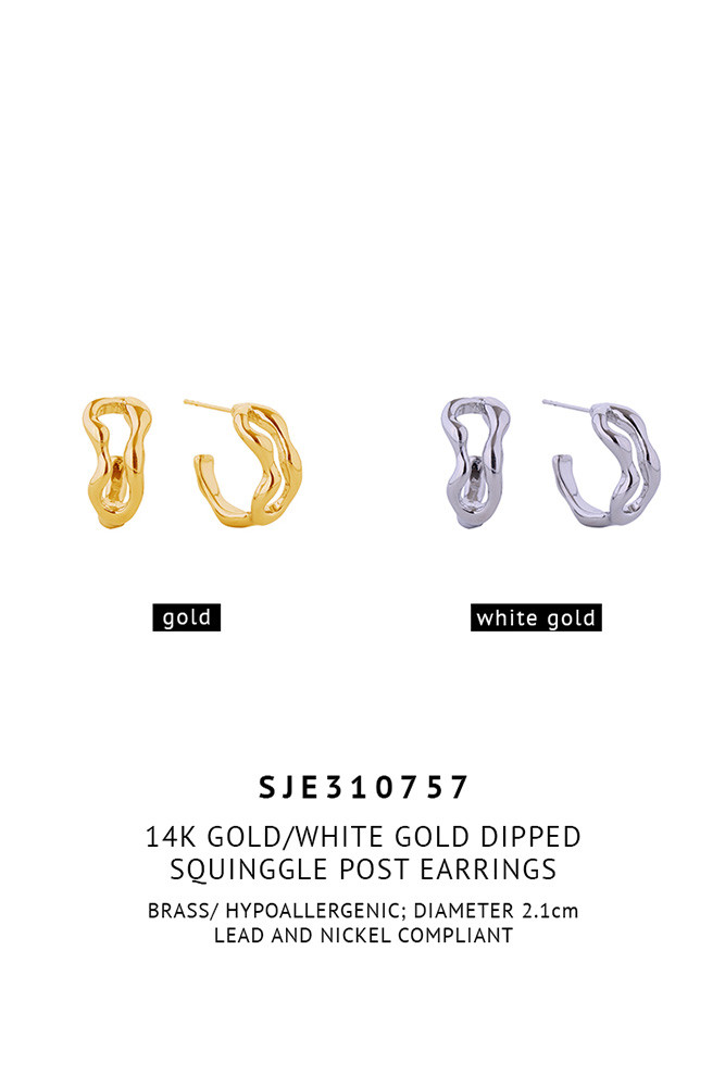 Women's 14K Gold Dipped Squinggle Stud Earrings — earrings photo 2