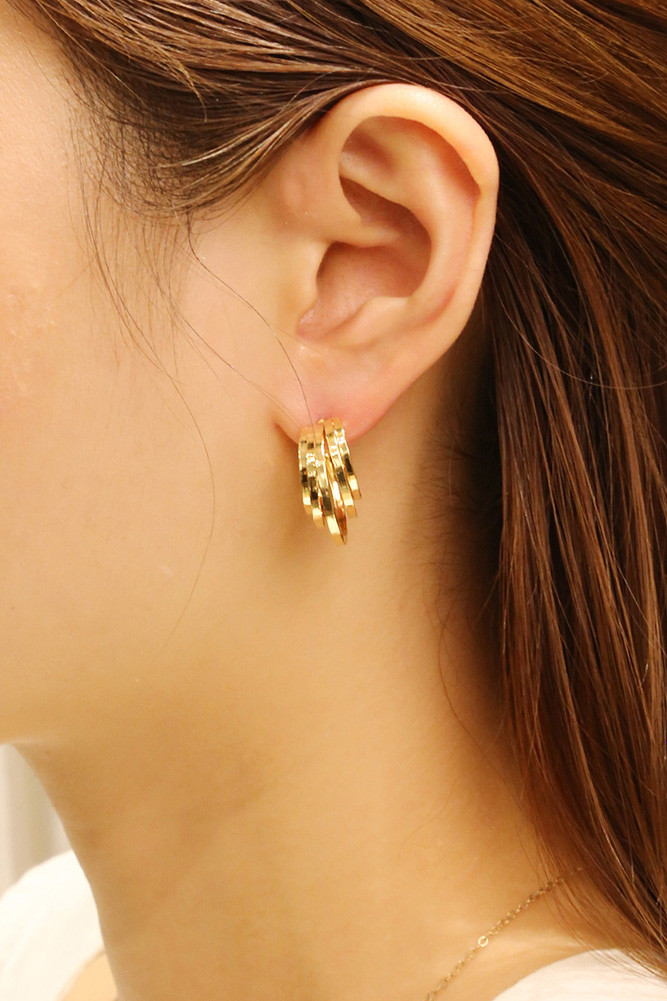 Women's 14K Gold Dipped Quintuple Circle Stud Earrings by BURACQ