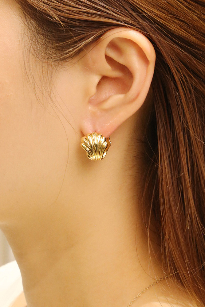 Women's 14K Gold Dipped Mini Shell Huggie Earrings by BURACQ