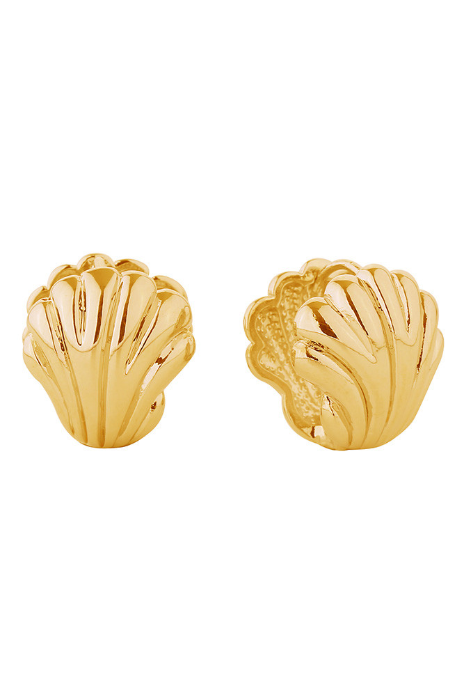 Women's 14K Gold Dipped Mini Shell Huggie Earrings in Gold
